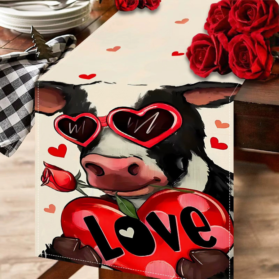 JIT Tischläufer Love Cow Heart mit Herz-Motiv aus Polyester, Mehrfarbig - Bild 2