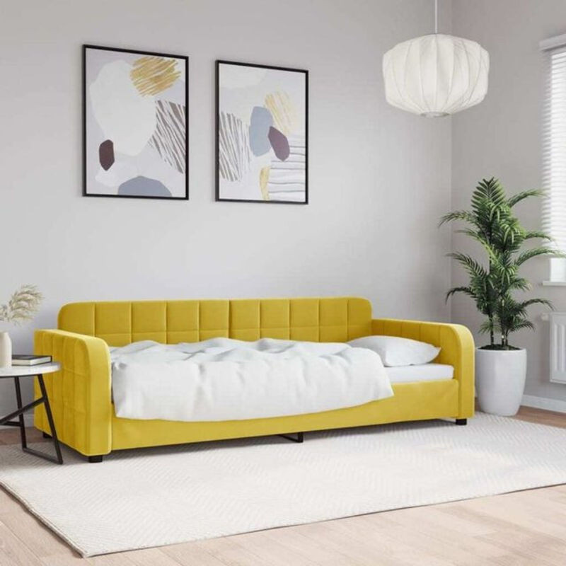 Vidaxl Polsterbett Tagesbett aus Samt und Metall in Gelb, B/H: 80 x 200 cm - Bild 1
