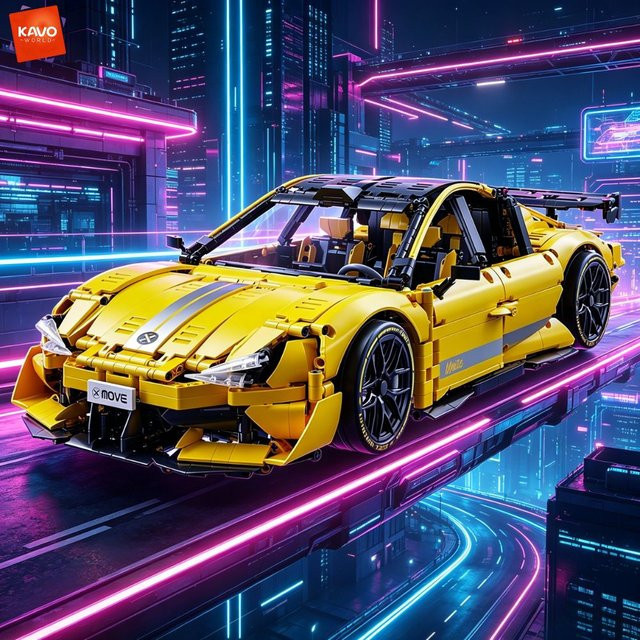 KAVOWORLD Mechanischer Rennwagen-Bausatz, Gelb, 1:10, 2143 Teile - Bild 1