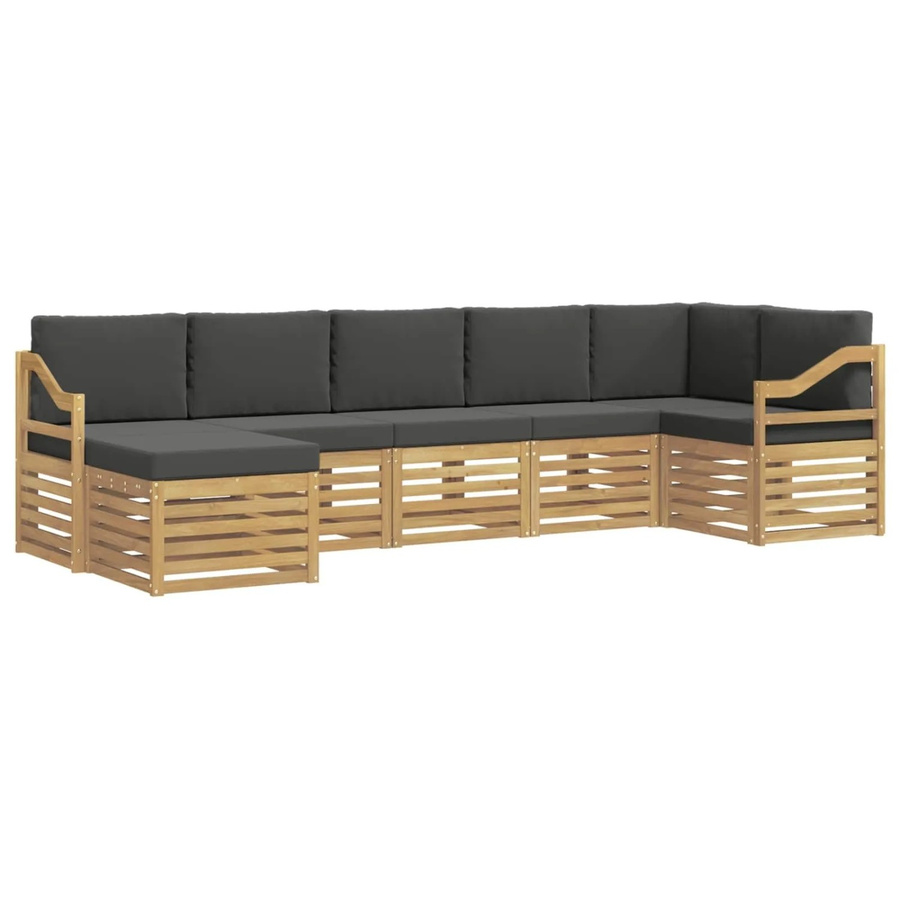vidaXL Outdoor-Sofagarnitur 7-teilig aus Akazienholz in Weiß und Anthrazit mit L-Form und Polstern - Bild 2