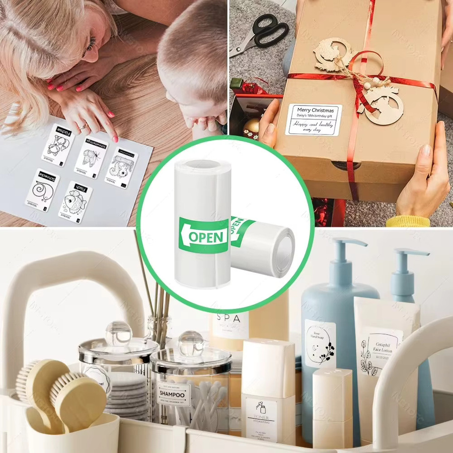 10 Stück selbstklebendes Thermopapier für Mini-Drucker, weißes Aufkleberpapier für Taschenthermodrucker, B: 57 mm, H: 25 mm - Bild 3