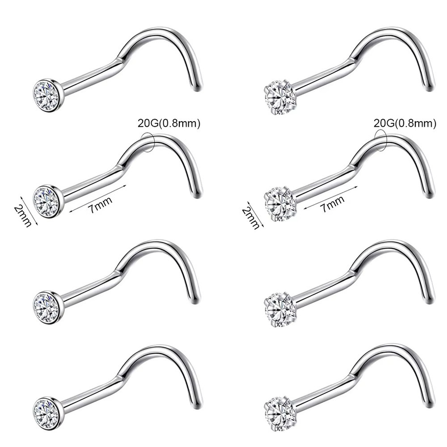 Nasenstecker Edelstahl, Gold, Zirkonia, Damen - Bild 3