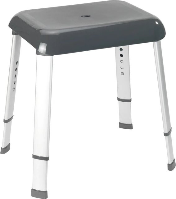Wenko Duschhocker Secura Premium Anthrazit mit höhenverstellbaren Beinen und rutschfester Sitzfläche aus Kunststoff und Aluminium - Bild 1