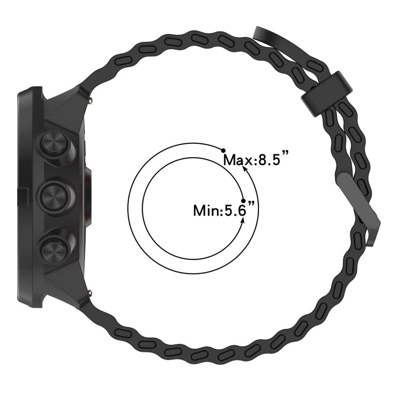 jansin Uhrenarmband Silikon, Schwarz, 22 mm - Bild 3