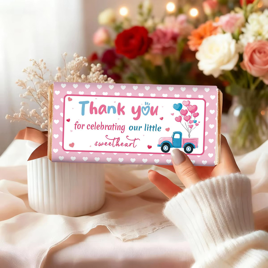 10 Stück herzförmige Aufkleber in Rosa für Süßigkeiten und Schokolade aus Papier zur Dekoration von Geschenken bei Hochzeiten oder zum Valentinstag - Bild 2
