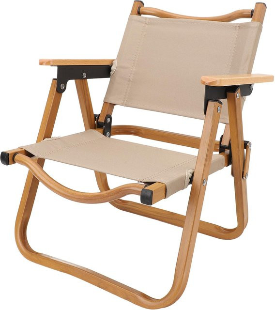 Aimo Kinder Campingstuhl aus Aluminium und Stoff in Beige mit Holzoptik - Bild 1