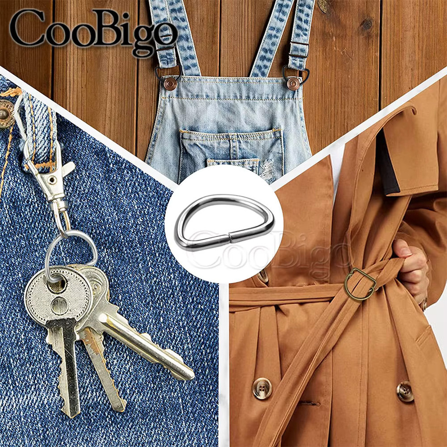CooBigo 10 Stück Metall D-Ring Halbschlaufe Schnallen in Silber für Handtaschen Riemen und DIY Nähzubehör - Bild 2