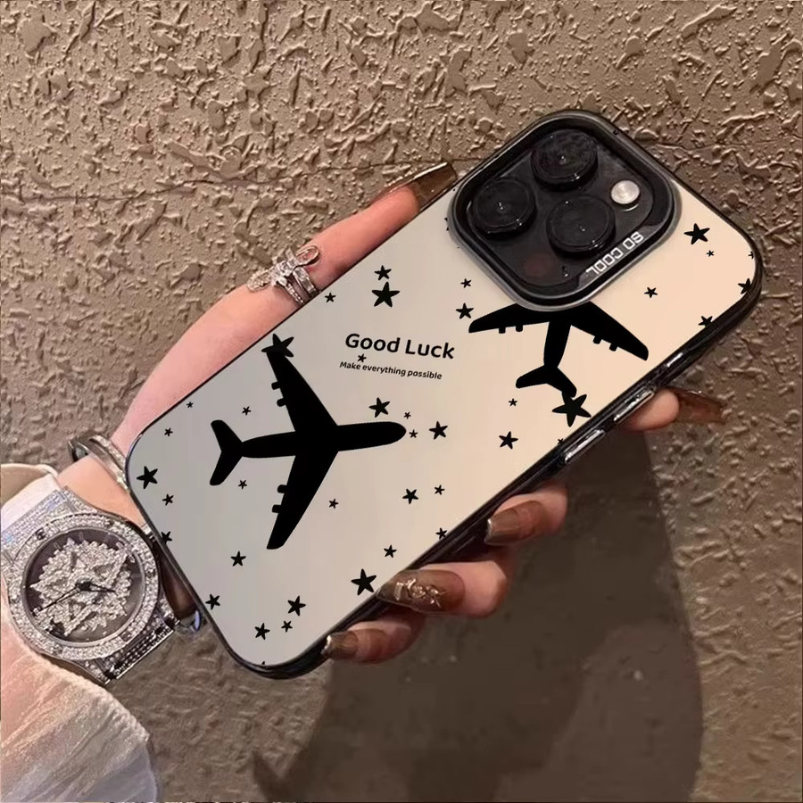 AKABEILA Luxus Flugzeug Handyhülle für iPhone 15 Pro Max 16 Pro Max 14 Pro Max 13 12 11 Stoßfest Weiche IMD Mate Schutzhülle - Bild 3