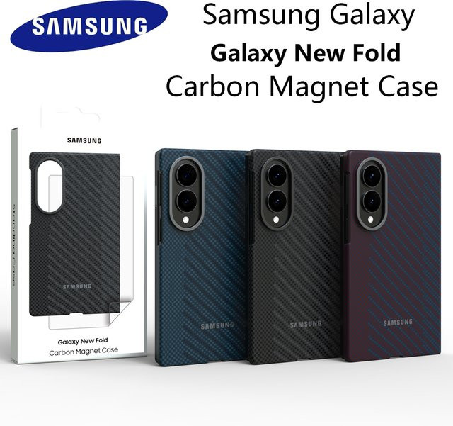 Samsung Galaxy Z Fold 8 MagSafe Hülle mit Kohlefaser-Textur in Blau, magnetisch und stoßfest - Bild 1