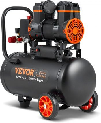 VEVOR Ölfreier Luftkompressor 18,2 Liter, 900W, 2,2 CFM bei 90 PSI, 70 dB Ultra Leise, Schwarz