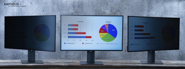 KAPSOLO 2-Wege Blickschutzfilter für 21,5 Zoll (54,6 cm) Monitor, abnehmbare Privatsphäre-Folie für rahmenlose Displays, 16:9, Transparent - Bild 1