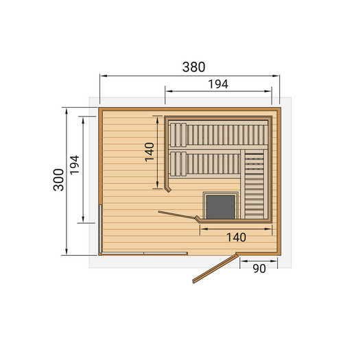 WEKA Design-Saunahaus Cubilis Massivholzhaus in Natur mit 9,66 kW Heizleistung, B/H/T: 388 x 314 x 249 cm - Bild 3