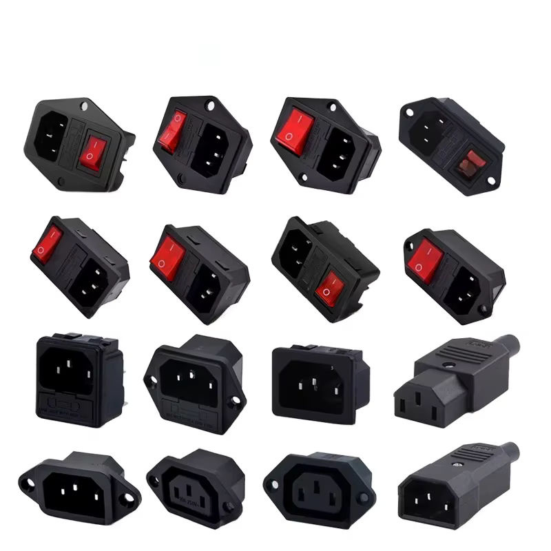 C13 C14 Steckdose für Computermontage, 3-polig, IEC320, mit LED-Wippschalter, Messing, 10 A, 250 V, Schwarz mit USB-C Anschluss - Bild 6