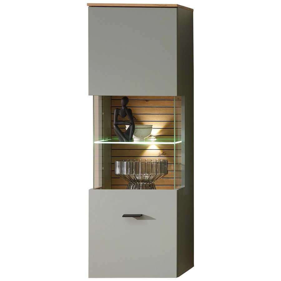 Premium Living Hängevitrine Memphis in Grün und Eiche mit Soft-Close-Türen und Glaseinsätzen, B/T/H: 124 x 36 x 40 cm - Bild 2
