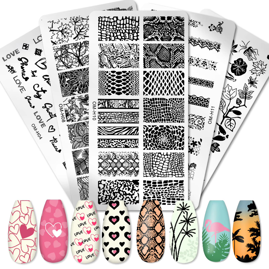 outfox Nail Art Stamping Platte, Edelstahl, 12x6cm, Unisex - Bild 1