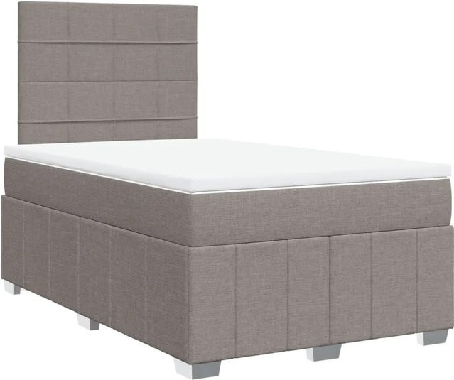 vidaXL Boxspringbett mit Matratze Hybrid-Design in Taupe mit USB-Ladeport und Unterbettbeleuchtung B/T/H: 120 x 190 x 140,5 cm - Bild 1