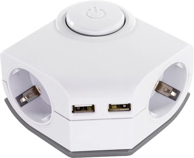 REV Ritter Steckdosenleiste mit 2 USB-C Anschlüssen und 2-poligem Schalter in Weiß, Kabellänge: 1,5 m - Bild 1