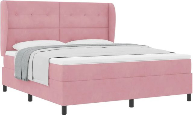 vidaXL Boxspringbett mit Matratze und Taschenfederkern in Rosa, B/T/H: 180 x 200 x 280 cm - Bild 1
