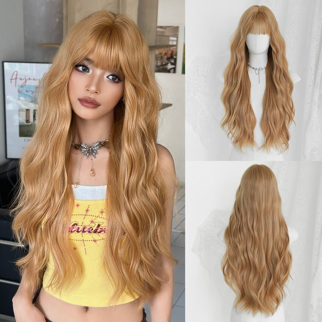 NAMM Perücke, blonde Wellen mit Pony, synthetisch, Damen - Bild 1