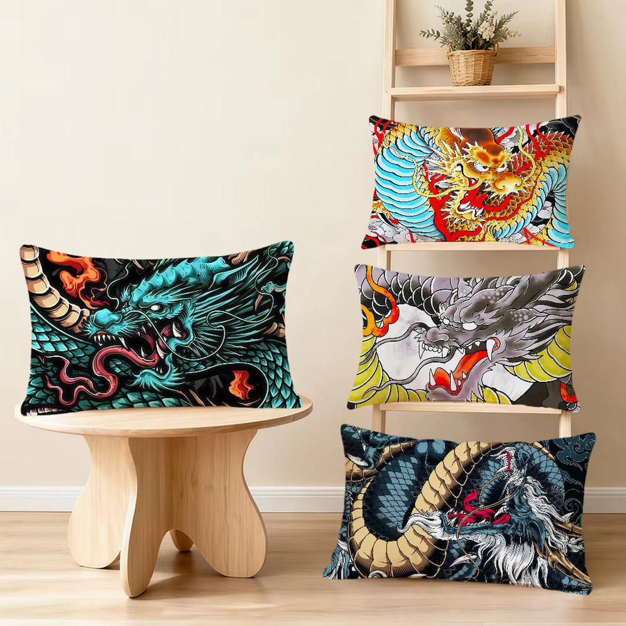 Red Dragon Dragon Art rechteckiger Kissenbezug mit buntem Grafikdesign, B/H: 30 x 30 cm - Bild 3