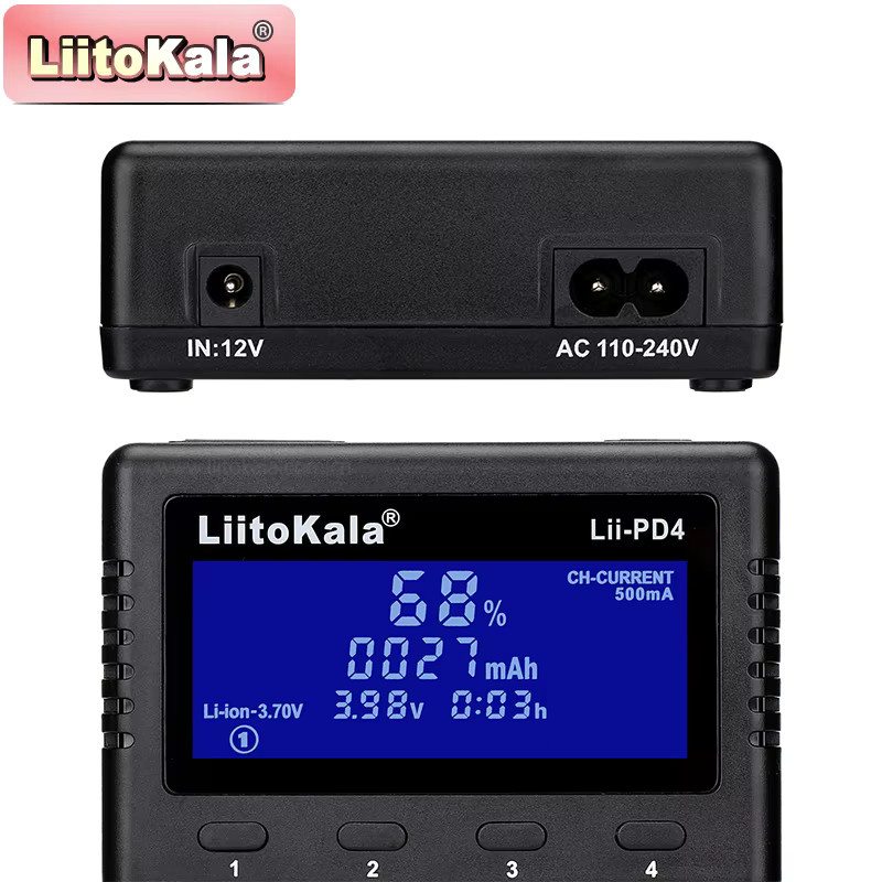 LiitoKala Lii-PD4 AC PD-Ladegerät in Schwarz mit LCD-Display, 4-Bay Schnellladegerät für LiFePO4 3,2V 21700, 18650, AA und AAA mit Mehrfachschutz und automatischer Erkennung - Bild 4