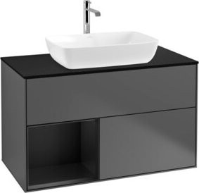 V&B Finion Waschtischunterschrank mit Wandbeleuchtung in Anthrazit, Breite: 100 cm, Tiefe: 50,1 cm, Höhe: 50,1 cm - Bild 1