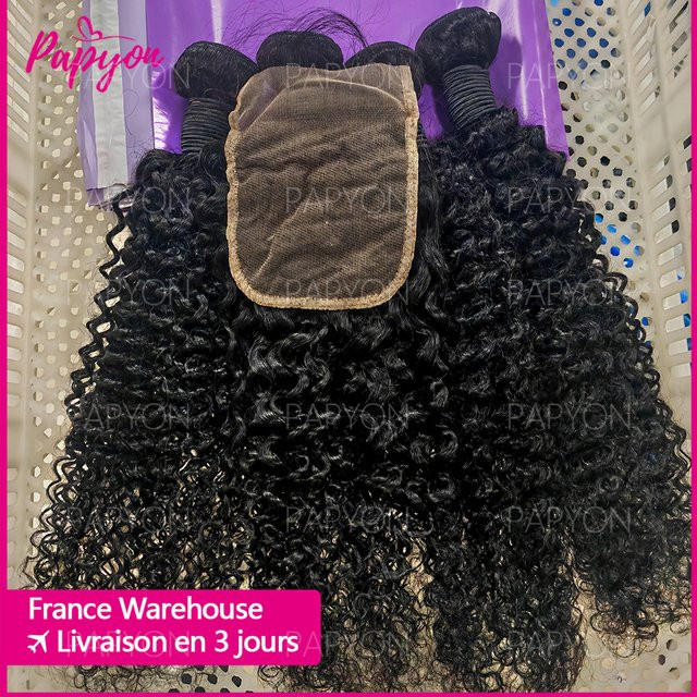 PAPYON Deep Wave Echthaar-Bündel, 100% unbehandelt, mit 4x4 Verschluss - Bild 1