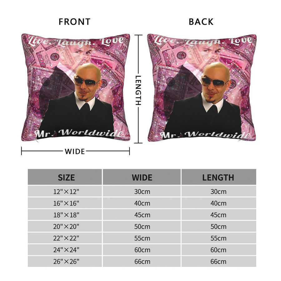 Lustiger Kissenbezug Mr Worldwide Pitbull 305 Design, quadratische Wurfkissenhülle in Multicolor, B/B/H: 45 x 45 cm - Bild 3