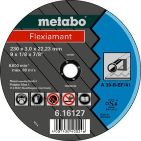 Metabo Flexiamant Trennscheibe für Stahl, gerade Ausführung, Durchmesser: 230 mm, Dicke: 3,0 mm, Bohrung: 22,23 mm - Bild 1