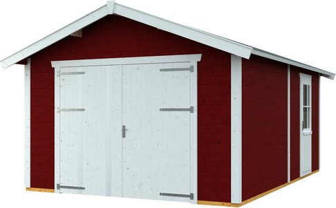 Holzgarage Varberg 1 von Skanholz in Schwedenrot, B/T: 370 x 525 cm - Bild 3