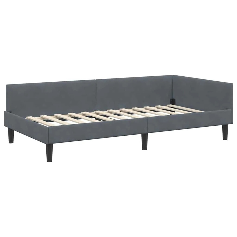 vidaXL Eckbettgestell mit Kopfteil in Grau mit Stoffbezug B/T/H: 90 x 200 x 104 cm - Bild 2