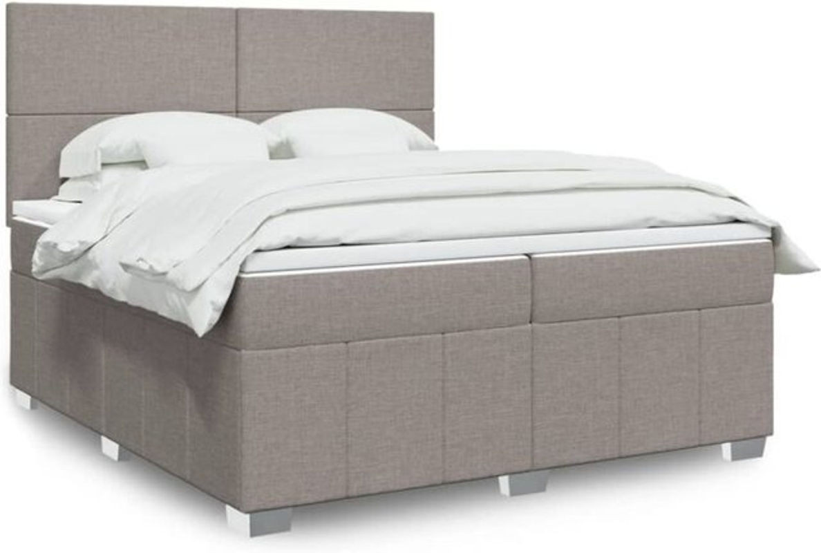 Vidaxl Boxspringbett mit Matratze in Taupe meliert aus Stoff und Holzwerkstoff B/T/H: 200 x 200 x 140,5 cm - Bild 1