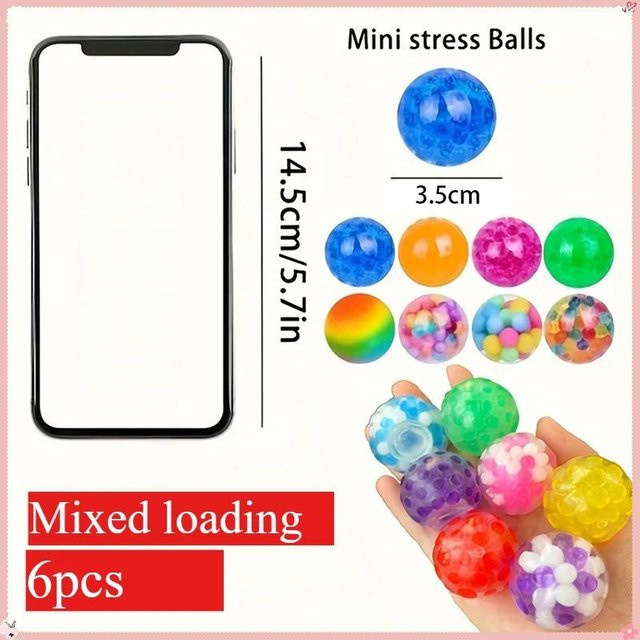 Fashnics Mini Squishy Stressbälle Set, 6-teiliges Set, Regenbogen, blue - Bild 1