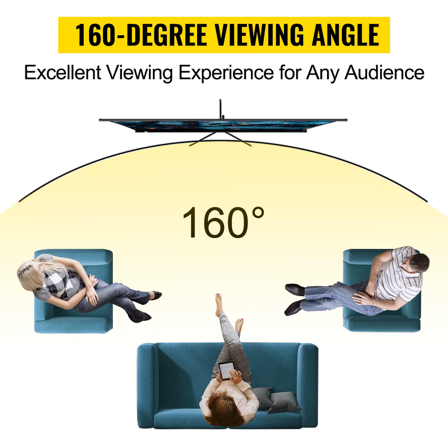 SucceBuy Projektorleinwand mit Ständer, 100 Zoll, 16:9 Format, 4K HD, Weiß - Bild 4