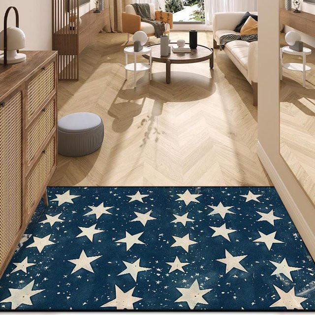 Wucifang Jewelry Sternenmuster Teppich in Blau, weich und rutschfest, B/B: 60 x 90 cm - Bild 1