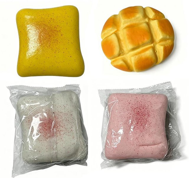 Binchi Fitness Squishy Brot Knetspielzeug, 4-teiliges Set - Bild 1