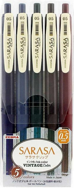 Sarasa Gel-Stifte Vintage Set mit Clip, 0,5 mm, Mehrfarbig - Bild 1