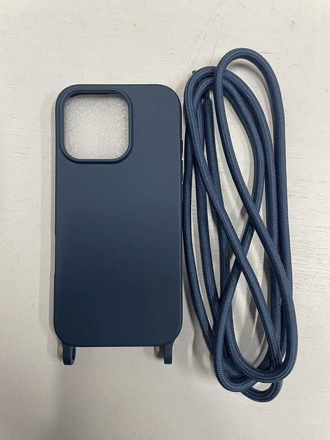 Xou Xou Crossbody Lanyard Halskette mit Handyhülle für iPhone 11 bis iPhone 16 Pro Max, transparent/blau - Bild 1