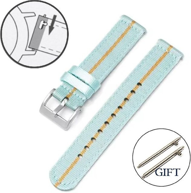 qinband Uhrenarmband, Textil/NATO, 22mm, Silber, Unisex - Bild 1