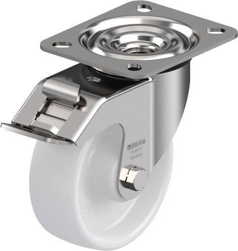 Blickle LEX-PO 100XR-FI Lenkrolle mit Feststeller, Rad-Durchmesser: 100 mm, Tragfähigkeit: 150 kg, Edelstahl und Kunststoff, Weiß - Bild 1