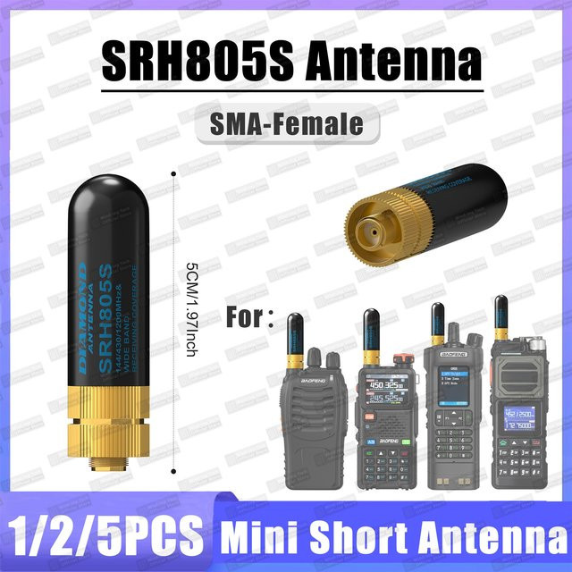 RONGYIN SRH805S Mini Dual Band Antenne 144/430MHz mit SMA-Buchse in Schwarz - Bild 1