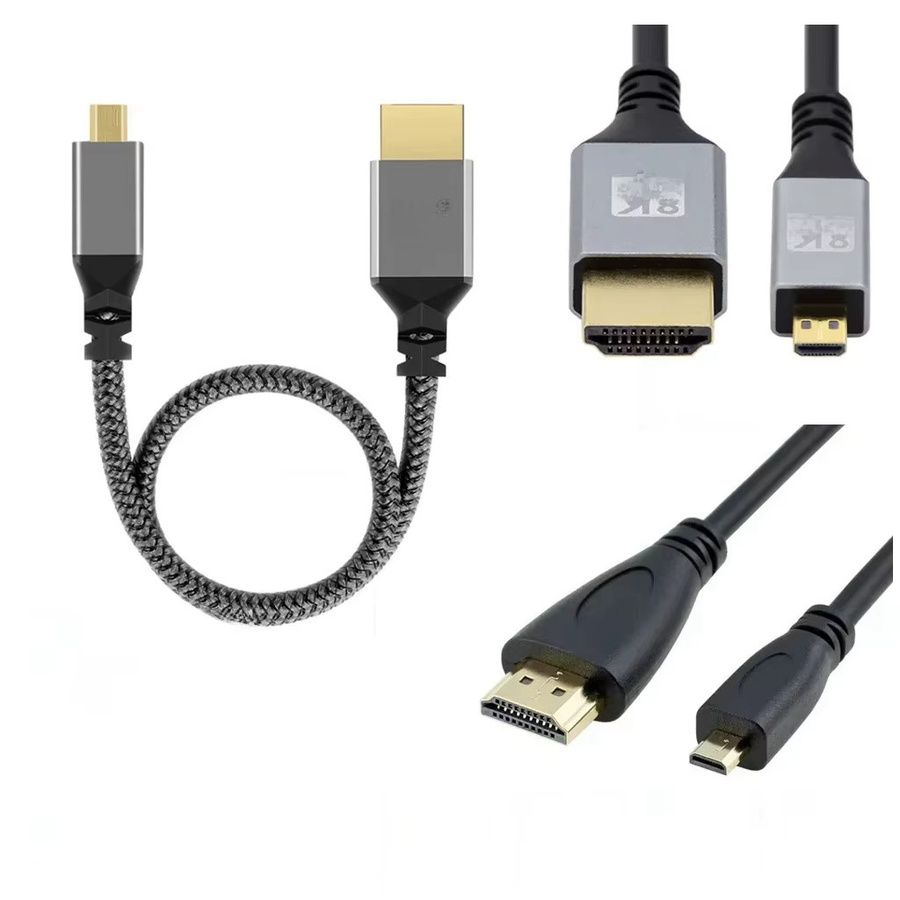 Liujyjc Micro HDMI auf HDMI Kabel in Schwarz, kompatibel mit 4K und 8K für GoPro, Raspberry Pi 4, Sony Kamera, PC und TV - Bild 1