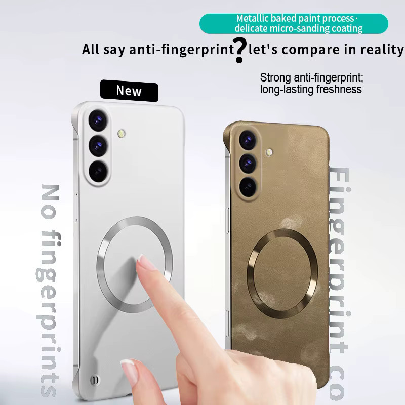 Magnetische MagSafe Schutzhülle mit Metallic-Lackierung für Samsung Galaxy S22 S23 S24 S25 S26 Ultra Plus FE in Silver - Bild 1