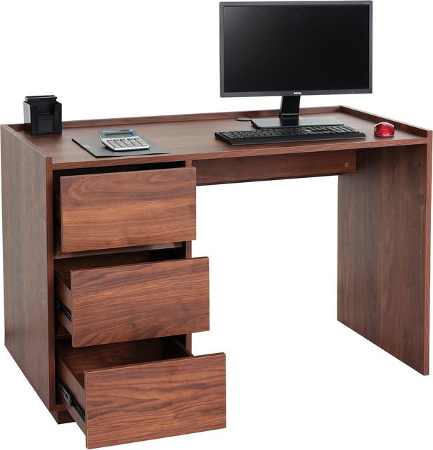 Schreibtisch MCW J78 in Walnuss-Optik mit Schublade und Kabeldurchlass, B/T/H: 121 x 60 x 78 cm - Bild 3