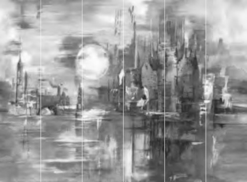 Jannelli & Volpi Mural Millennium 40910 Wandtapete mit abstraktem City-Motiv in Grau aus Vinyl - Bild 1