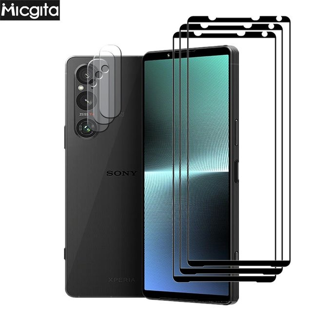 Sony Xperia 1V Schutzfolien-Set aus gehärtetem Glas und Weichfaser für Display und Linsen, transparent - Bild 1