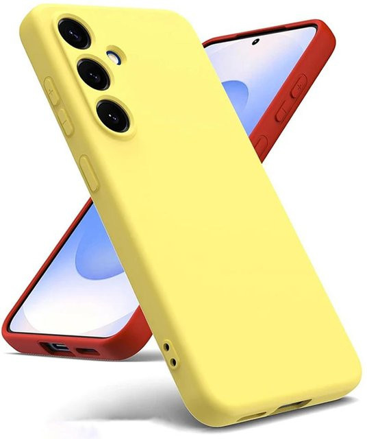 Stoßfeste Flüssigsilikonhülle für Samsung Galaxy S25 S24 S23 S22 S21 FE Ultra Plus in Gelb Matt - Bild 1