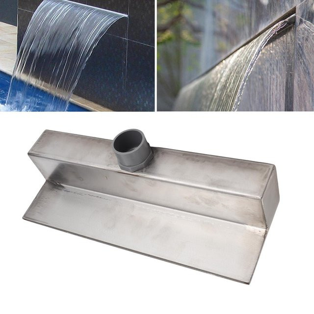 DQ-Industry-N Wasserfallauslauf aus 304 Edelstahl in Silber als dekorative Wasserfallfontäne für Garten, Hof und Pool - Bild 1