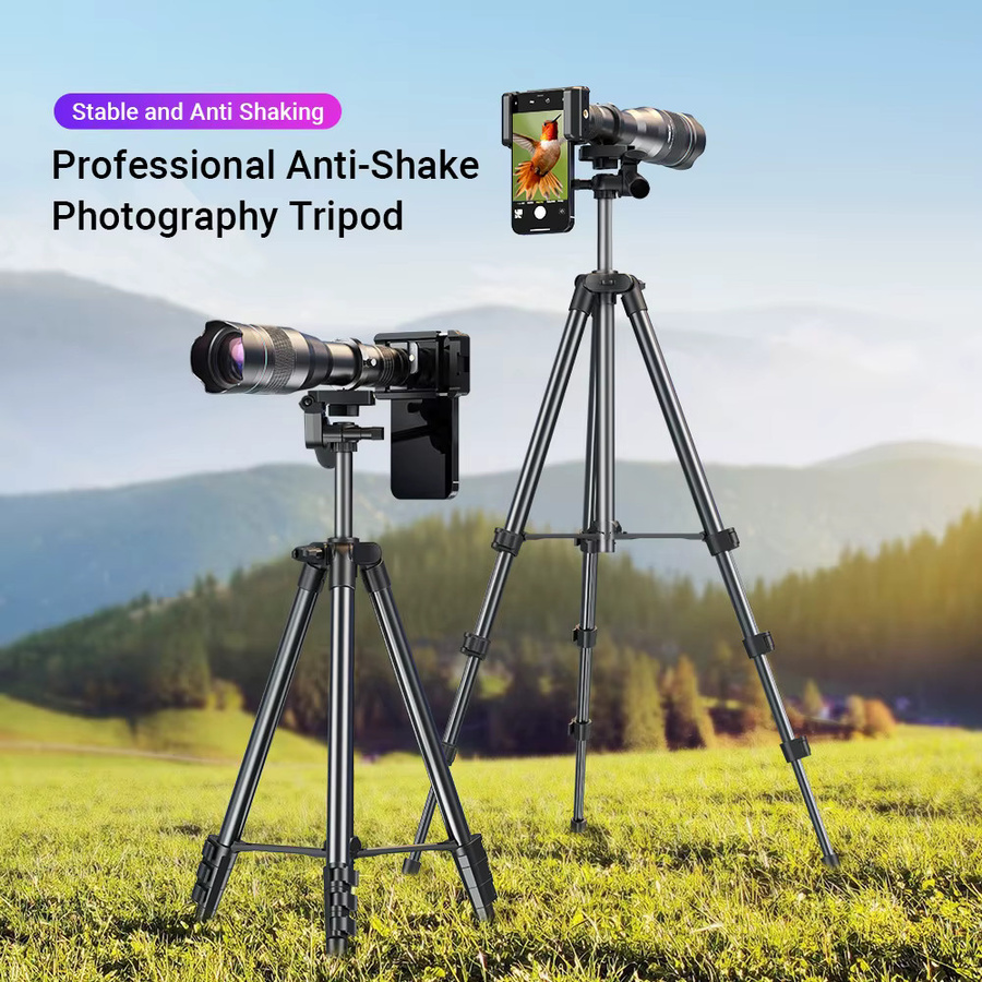 Apexel 60x Telezoom Teleskop Objektiv für Smartphones mit ausziehbarem Stativ in Schwarz - Bild 4