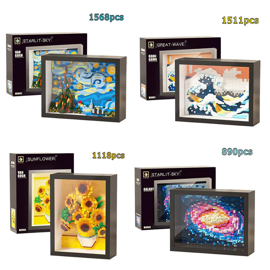 FUNXINEE Micro Van Gogh 3D Malerei Bausteine Set mit Rahmen, Mehrfarbiges Mini Bricks Handwerk Kit für Erwachsene und Kinder - Bild 2
